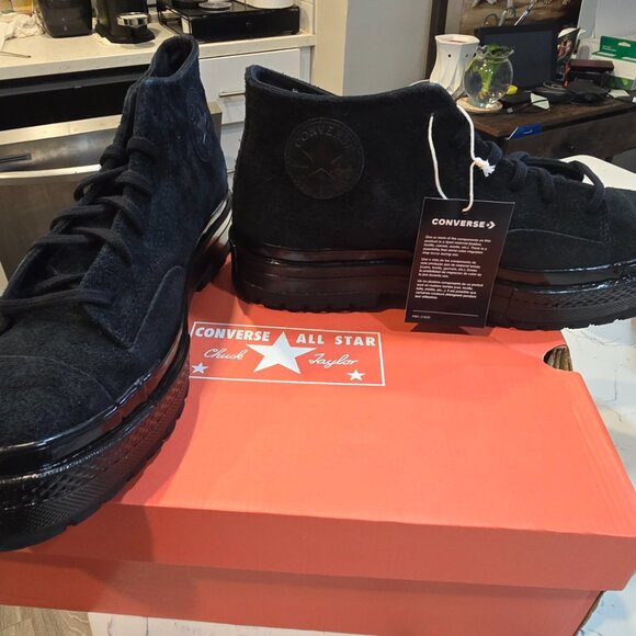CONVERSE MENS'S CHUCK 70 MID CHUKKA NATIONAL SUEDE BLACK A16370C SIZE US 10 NEW - Picture 5 of 16